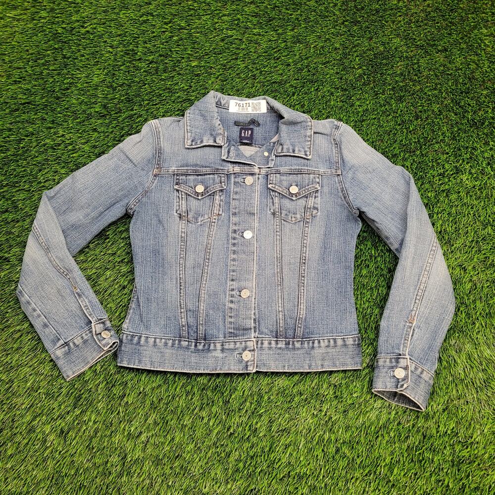 Vintage 90s GAP Denim Jacket Womens 2XS/XS 16x20 Faded Blue